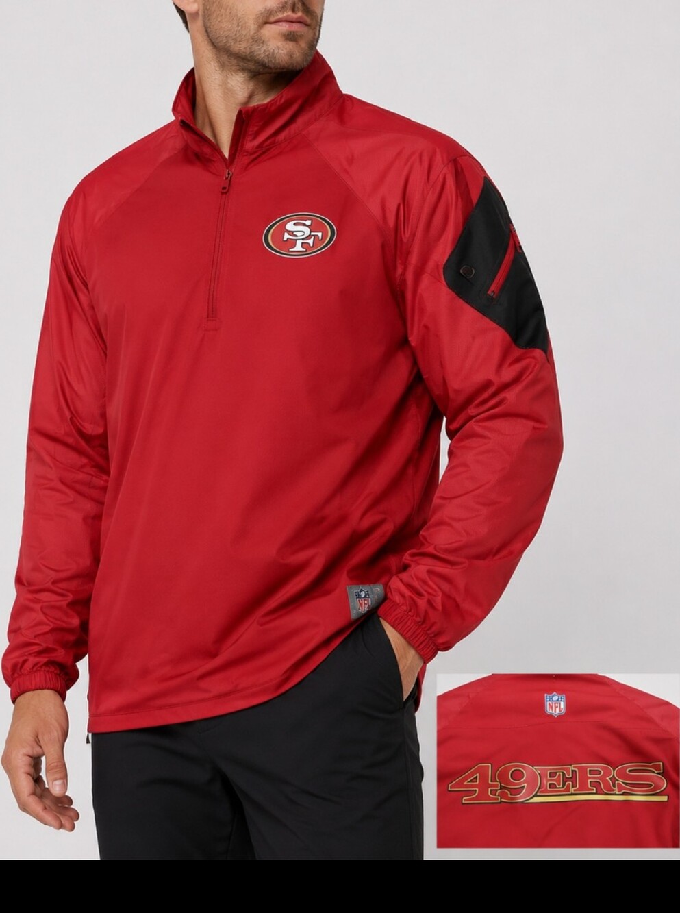 NFL 49ers Red Pullover Jacket dri fit